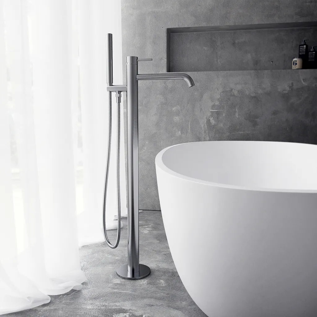 Classwell C07 - Freestanding Bath Armature, Brushed Stainless Steel