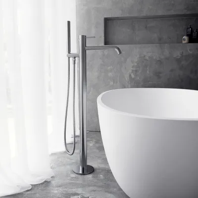 Classwell C07 - Freestanding Bath Armature, Brushed Stainless Steel