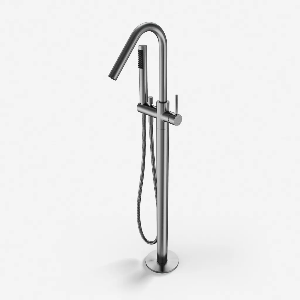 Semplice KB1 - Freestanding bath mixer, Brushed Stainless Steel