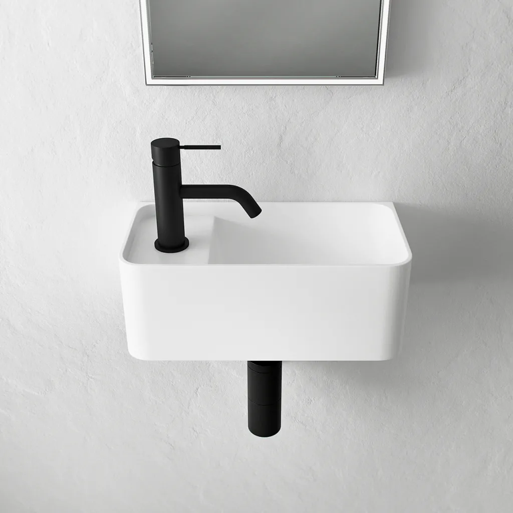 Coco 1R - Washbasin 36x18 cm, Matt White SolidTec®