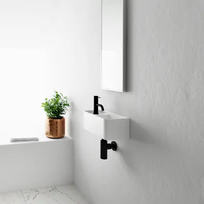 Coco 1R - Washbasin 36x18 cm, Matt White SolidTec®