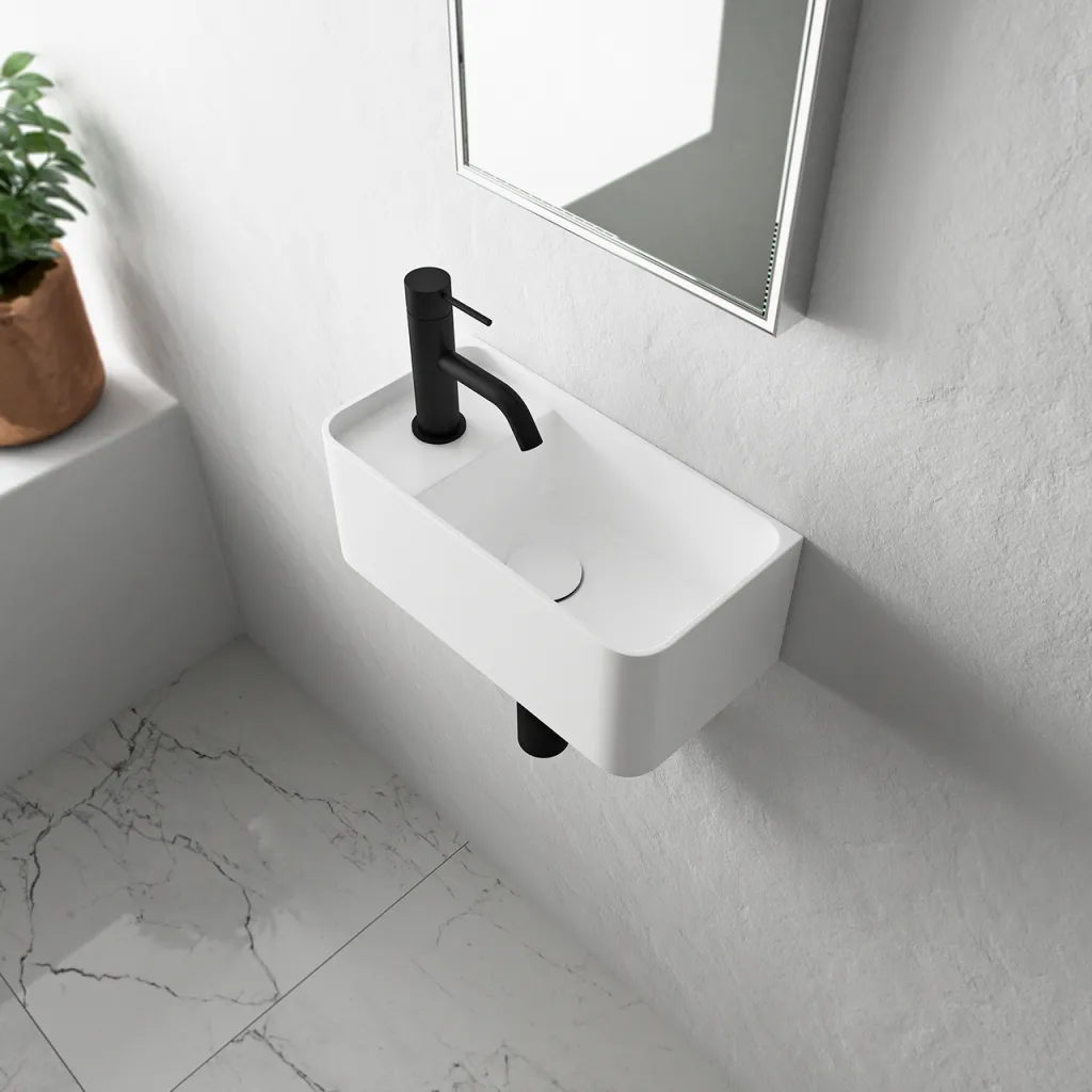 Coco 1R - Washbasin 36x18 cm, Matt White SolidTec®