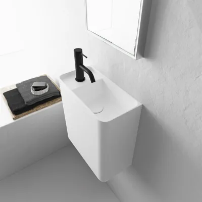 Coco 2R - Washbasin 36x18 cm, Matt White SolidTec®