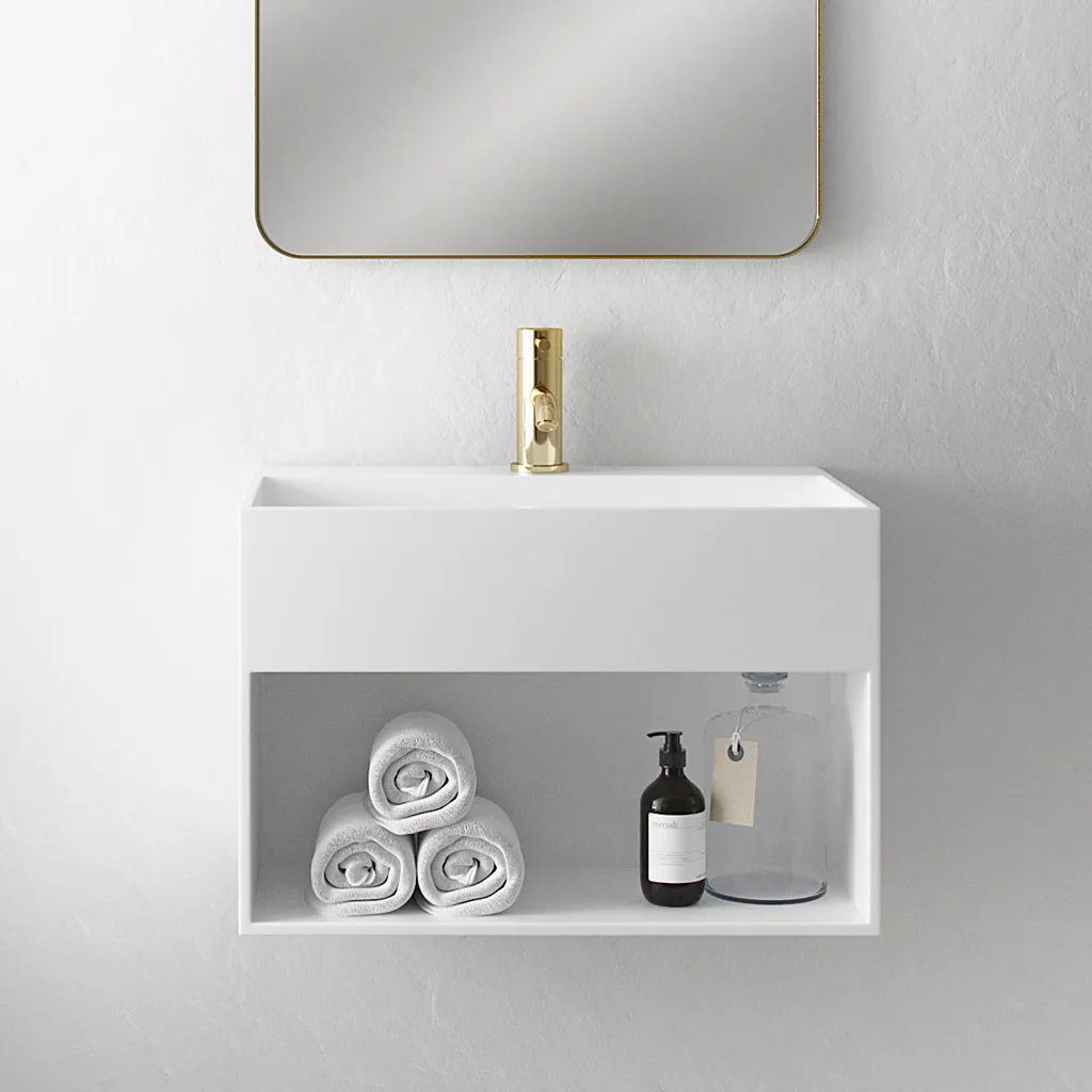 Boxo 60X - 60x40 Washbasin with storage, Matte White SolidTec®