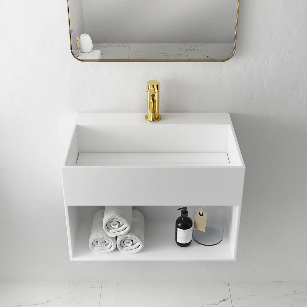 Boxo 60X - 60x40 Washbasin with storage, Matte White SolidTec®