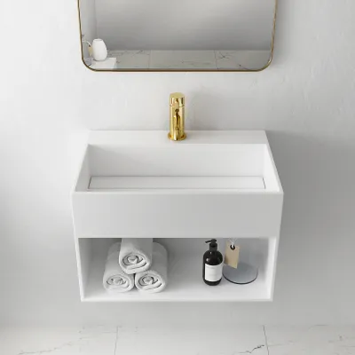 Boxo 60X - 60x40 Washbasin with storage, Matte White SolidTec®