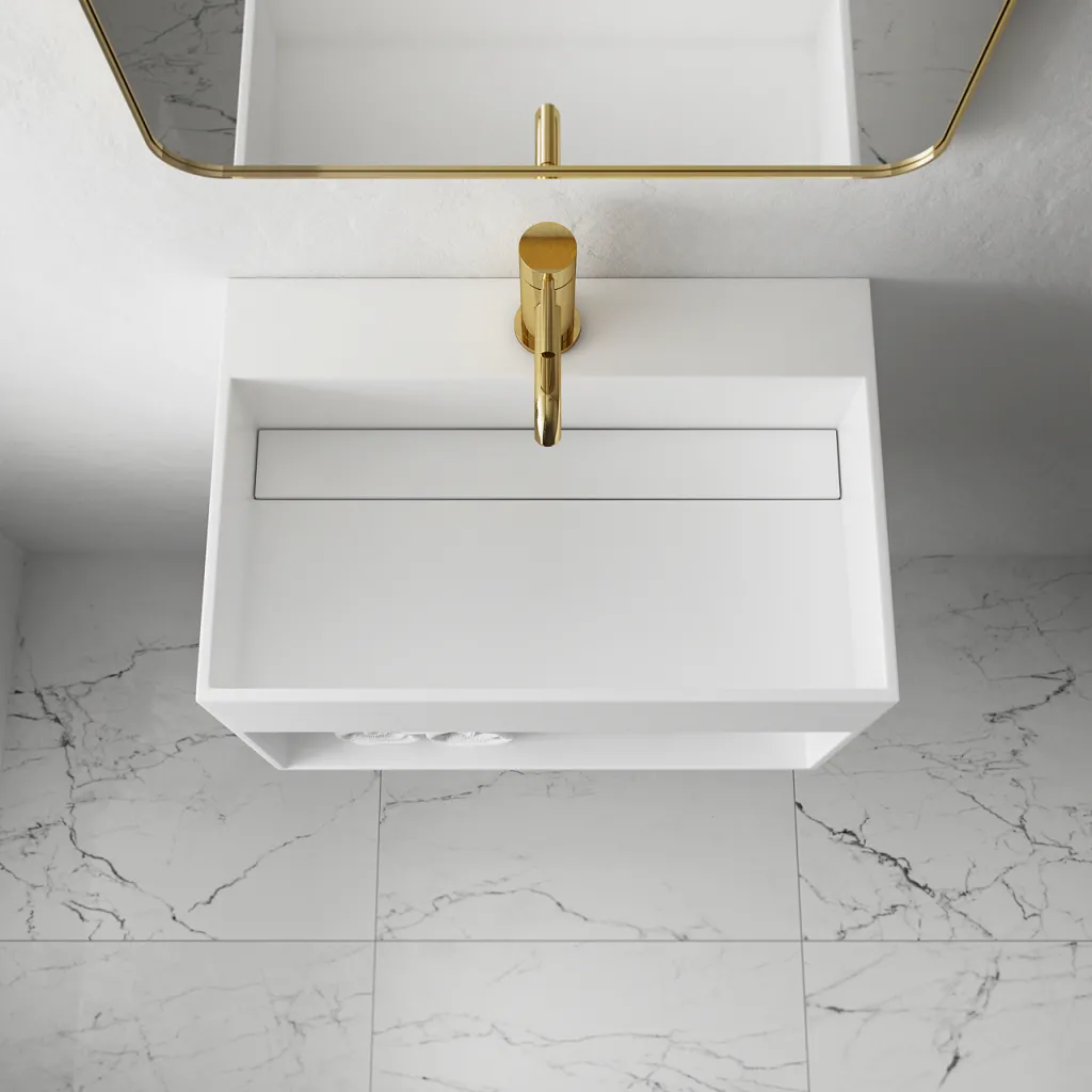 Boxo 60X - 60x40 Washbasin with storage, Matte White SolidTec®