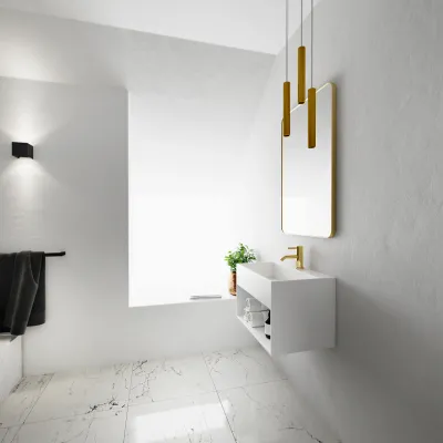 Boxo 60X - 60x40 Washbasin with storage, Matte White SolidTec®