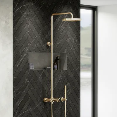 Fly Classic FBR7100 - XL Rain DeLux Shower Ø24, Polished Brass Natural