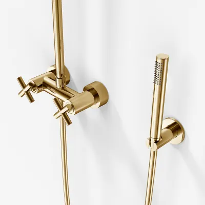 Fly Classic FBR7100 - XL Rain DeLux Shower Ø24, Polished Brass Natural