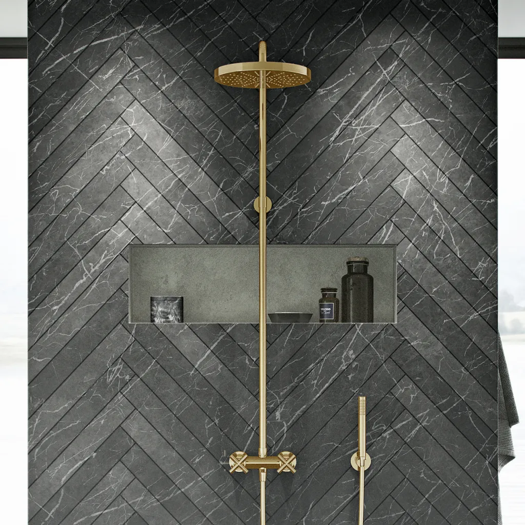 Fly Classic FBR7100 - XL Rain DeLux Shower Ø24, Polished Brass Natural