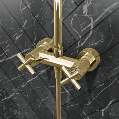 Fly Classic FBR7100 - XL Rain DeLux Shower Ø24, Polished Brass Natural