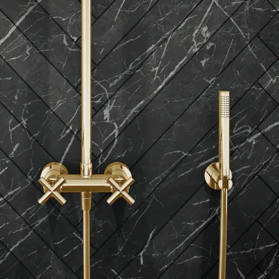 Fly Classic FBR7100 - XL Rain DeLux Shower Ø24, Polished Brass Natural