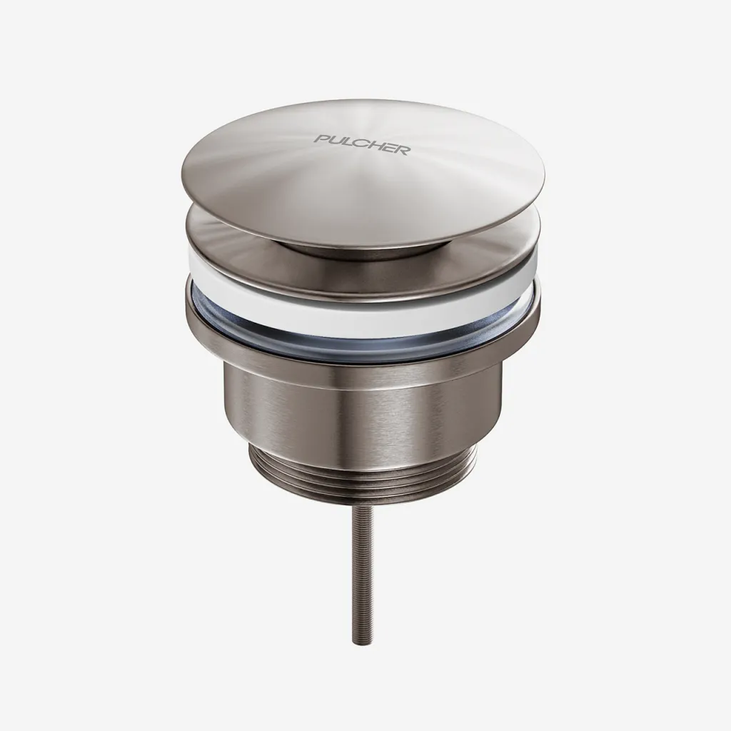 Pulcher Semplice Fly 1¼” - Universal bottom valve, PVD Brushed Steel