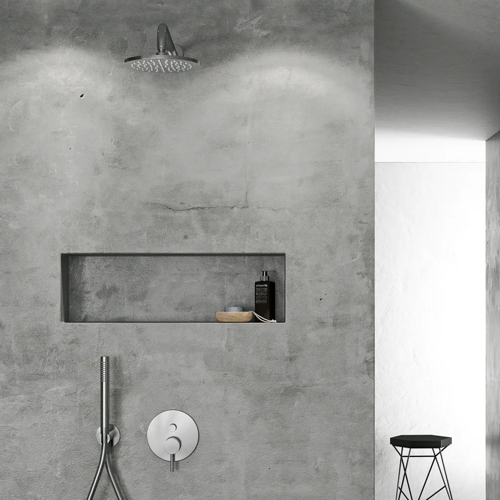 Classwell C16 S01 - Shower set Rain DeLuxe Ø20, w/wall arm, Brushed Stainless Steel