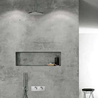 Classwell C18 S03 - Thermostat set XL Rain DeLuxe Ø20 w/pipe from ceiling, Brushed Stainless Steel