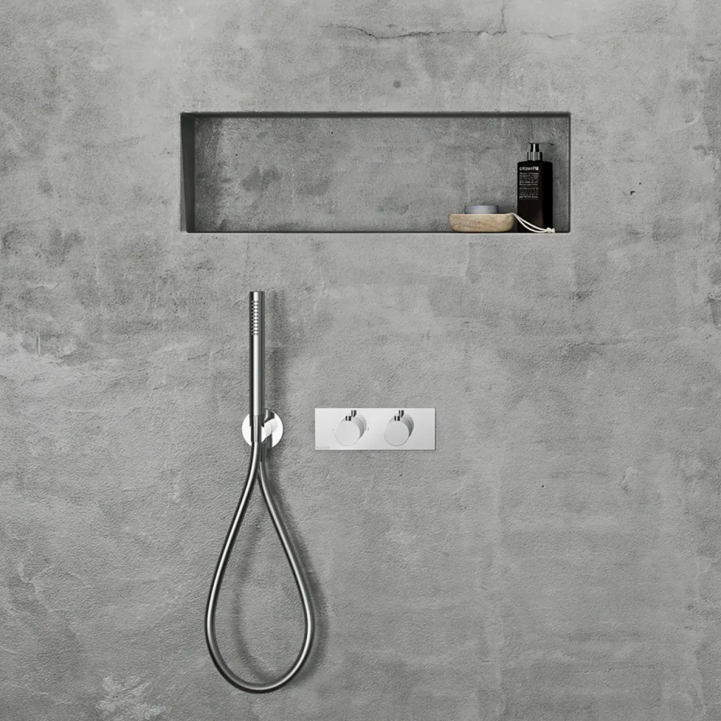 Classwell C18 S04 - Thermostat set XL Rain DeLuxe Ø30 w/pipe from ceiling, Chrome Polished