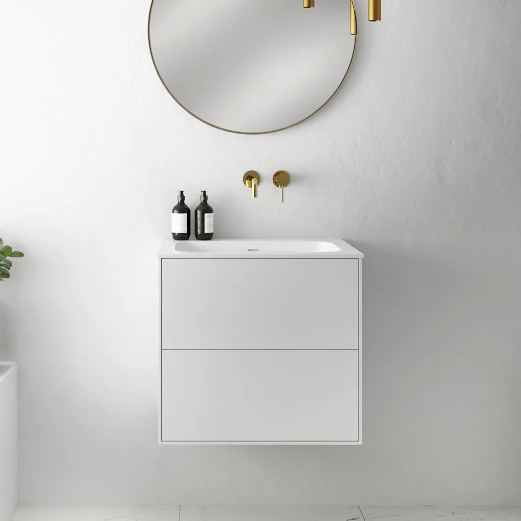 Pulcher Mood 60 Soft - Bathroom furniture 60x46 cm, Matt white w/ SolidTec® sink