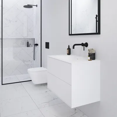 Pulcher Mood 80 Soft - Bathroom furniture 80x46 cm, Matt white w/ SolidTec® sink
