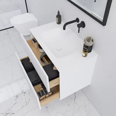 Pulcher Mood 80 Soft - Bathroom furniture 80x46 cm, Matt white w/ SolidTec® sink