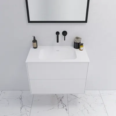 Pulcher Mood 80 Soft - Bathroom furniture 80x46 cm, Matt white w/ SolidTec® sink
