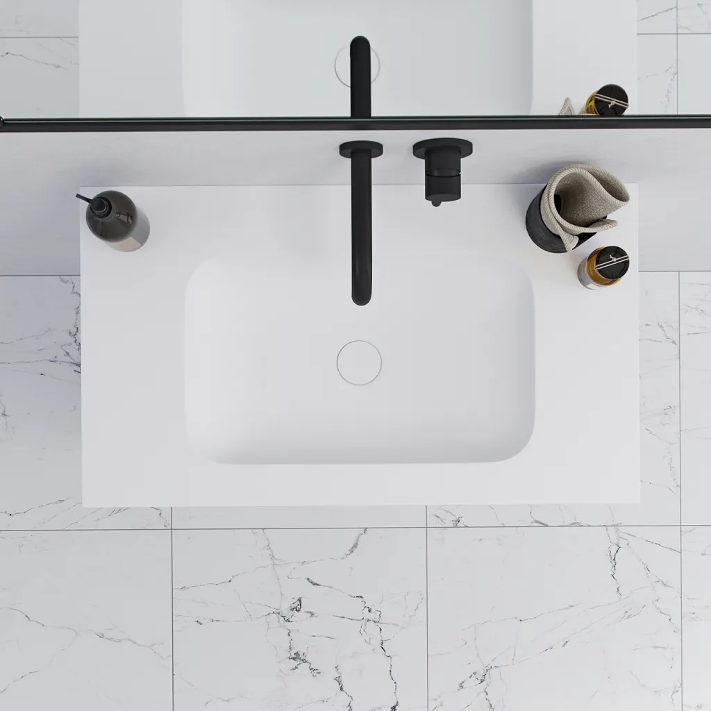 Pulcher Mood 80 Soft - Bathroom furniture 80x46 cm, Matt white w/ SolidTec® sink