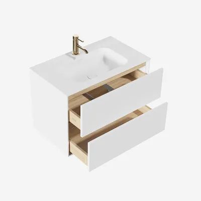 Pulcher Mood 80 Soft - Bathroom furniture 80x46 cm, Matt white w/ SolidTec® sink