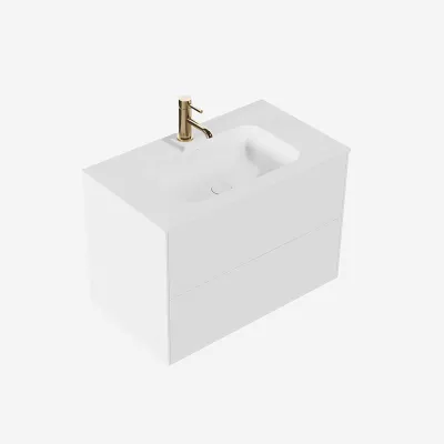 Pulcher Mood 80 Soft - Bathroom furniture 80x46 cm, Matt white w/ SolidTec® sink
