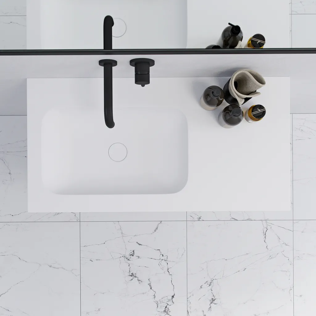 Pulcher Mood 90L Soft - Bathroom furniture 90x46 cm, Matt white w/ SolidTec® sink