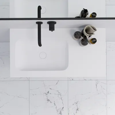 Pulcher Mood 90L Soft - Bathroom furniture 90x46 cm, Matt white w/ SolidTec® sink