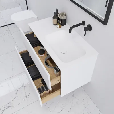 Pulcher Mood 90R Soft - Bathroom furniture 90x46 cm, Matt white w/ SolidTec® sink