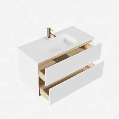 Pulcher Mood 100 Soft - Bathroom furniture 100x46 cm, Matt white w/ SolidTec® sink