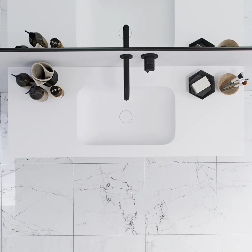 Pulcher Mood 120 Soft - Bathroom furniture 120x46 cm, Matt white w/ SolidTec® sink