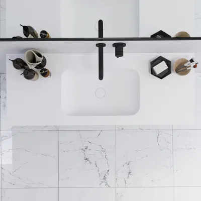 Pulcher Mood 120 Soft - Bathroom furniture 120x46 cm, Matt white w/ SolidTec® sink