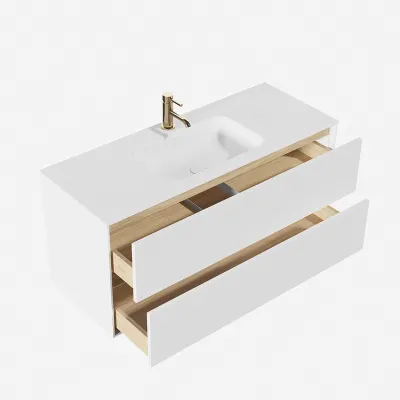 Pulcher Mood 120 Soft - Bathroom furniture 120x46 cm, Matt white w/ SolidTec® sink
