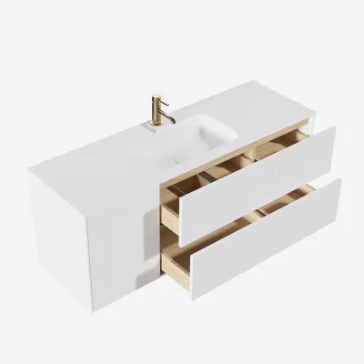Pulcher Mood 140 Soft - Bathroom furniture 140x46, Matt white w/ SolidTec® sink
