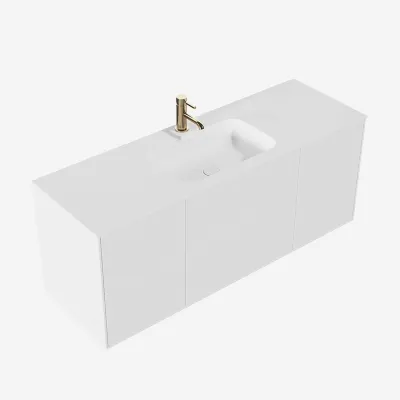 Pulcher Mood 140 Soft - Bathroom furniture 140x46, Matt white w/ SolidTec® sink