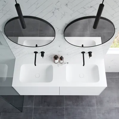 Pulcher Mood 140D Soft - Bathroom furniture 140x46 cm, Matt white w/ SolidTec® sink