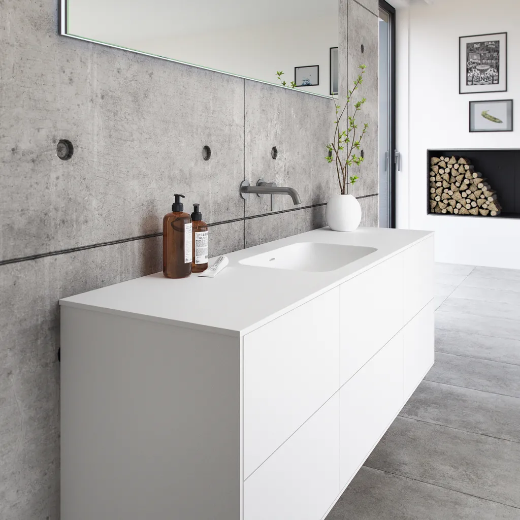Pulcher Mood 160 Soft - Bathroom furniture 160x46 cm, Mathvid w/ SolidTec® sink