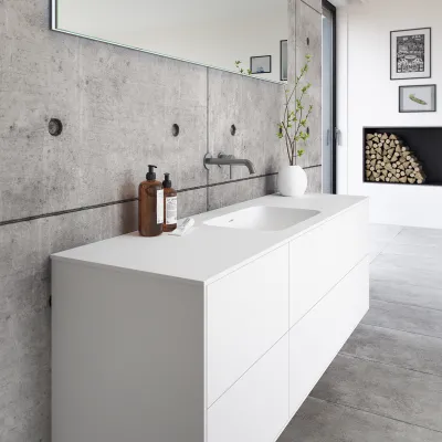 Pulcher Mood 160 Soft - Bathroom furniture 160x46 cm, Mathvid w/ SolidTec® sink