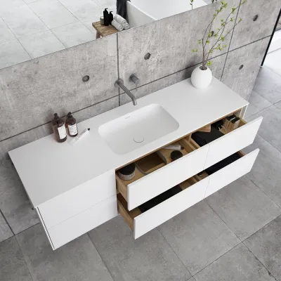Pulcher Mood 160 Soft - Bathroom furniture 160x46 cm, Mathvid w/ SolidTec® sink