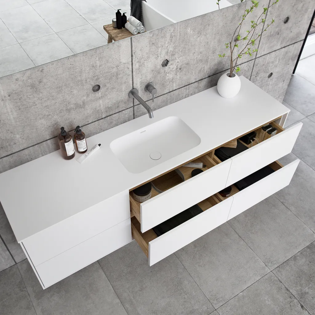 Pulcher Mood 180 Soft - Bathroom furniture 180x46 cm, Mathvid w/ SolidTec® sink