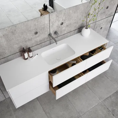 Pulcher Mood 180 Soft - Bathroom furniture 180x46 cm, Mathvid w/ SolidTec® sink