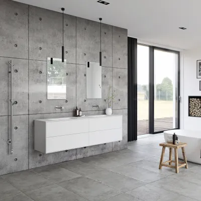 Pulcher Mood 180D Soft - Bathroom furniture 180x46 cm, Mathvid w/ SolidTec® sink
