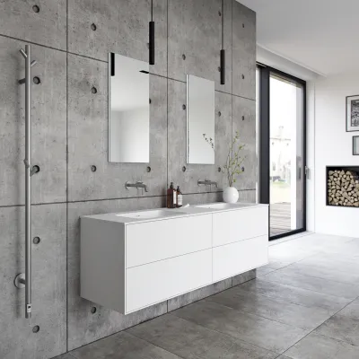 Pulcher Mood 180D Soft - Bathroom furniture 180x46 cm, Mathvid w/ SolidTec® sink