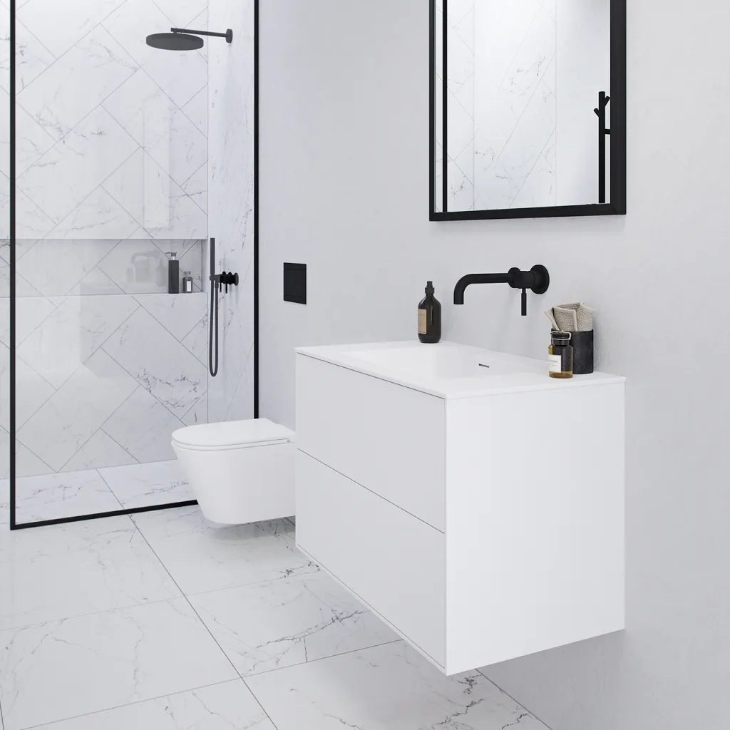 Pulcher Mood 80 Soho - Bathroom furniture 80x46 cm, Matt white w/ SolidTec® sink