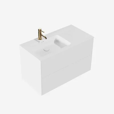 Pulcher Mood 90L Soho - Bathroom furniture 90x46 cm, Matt white w/ SolidTec® sink