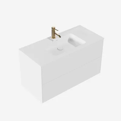 Pulcher Mood 100 Soho - Bathroom furniture 100x46 cm, Matt white w/ SolidTec® sink