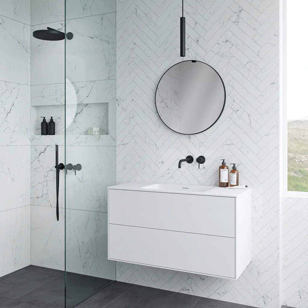Pulcher Mood 100 Soho - Bathroom furniture 100x46 cm, Matt white w/ SolidTec® sink