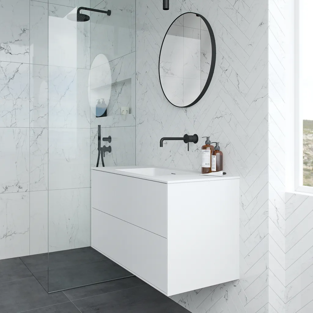 Pulcher Mood 100 Soho - Bathroom furniture 100x46 cm, Matt white w/ SolidTec® sink